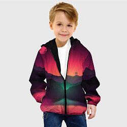 Куртка с капюшоном детская Неоновая природа, цвет: 3D-черный — фото 2