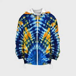 Куртка с капюшоном детская Tie dye стиль хиппи, цвет: 3D-белый