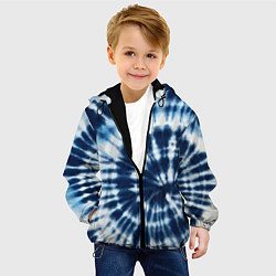 Куртка с капюшоном детская Эффект тай дай - размытый синий узор, цвет: 3D-черный — фото 2