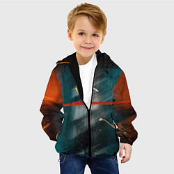 Куртка с капюшоном детская Расплывчатые силуэты и краски, цвет: 3D-черный — фото 2