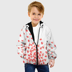 Куртка с капюшоном детская Падающие сердечки, цвет: 3D-черный — фото 2