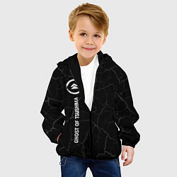Куртка с капюшоном детская Ghost of Tsushima glitch на темном фоне: по-вертик, цвет: 3D-черный — фото 2