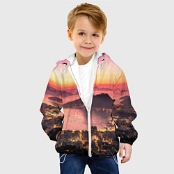 Куртка с капюшоном детская Розовый город между скал, цвет: 3D-белый — фото 2