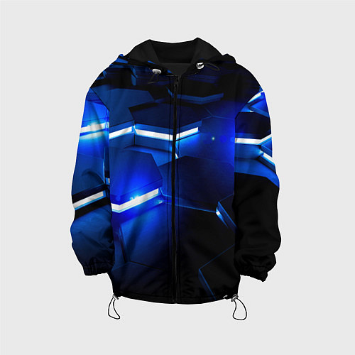 Детская куртка Металлические соты с синей подсветкой / 3D-Черный – фото 1