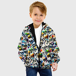 Куртка с капюшоном детская Акварельные черепа, цвет: 3D-черный — фото 2