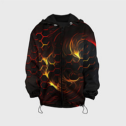 Куртка с капюшоном детская Огненные объемные плитки, цвет: 3D-черный