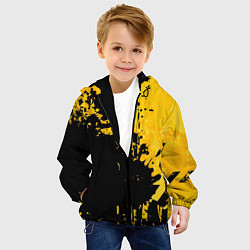 Куртка с капюшоном детская Пятна черной краски на желтом фоне, цвет: 3D-черный — фото 2
