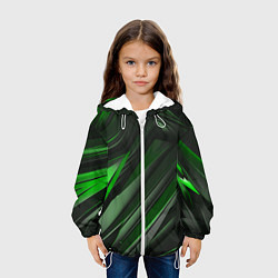 Куртка с капюшоном детская Green black abstract, цвет: 3D-белый — фото 2
