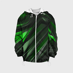 Куртка с капюшоном детская Green black abstract, цвет: 3D-белый