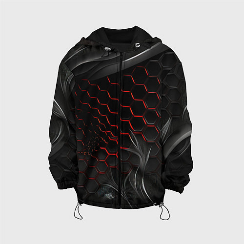 Детская куртка Плиты с красной сеткой / 3D-Черный – фото 1