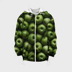 Куртка с капюшоном детская Сочная текстура из зеленых яблок, цвет: 3D-белый