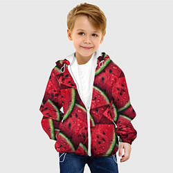 Куртка с капюшоном детская Сочная текстура из долек арбуза, цвет: 3D-белый — фото 2