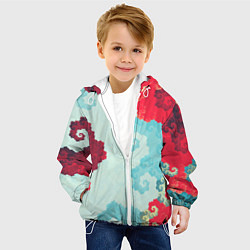 Куртка с капюшоном детская Пиксельный цветочный паттерн, цвет: 3D-белый — фото 2