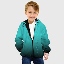 Куртка с капюшоном детская Силуэт лисы на градиентном фоне, цвет: 3D-черный — фото 2