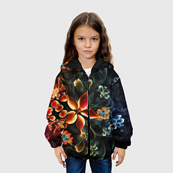 Куртка с капюшоном детская Абстрактные цветы, цвет: 3D-черный — фото 2