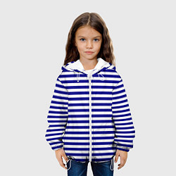 Куртка с капюшоном детская Тельняшка синяя ВМФ, цвет: 3D-белый — фото 2