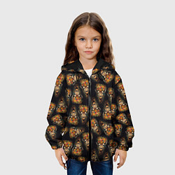 Куртка с капюшоном детская Паттерн жираф с цветами: арт нейросети, цвет: 3D-черный — фото 2
