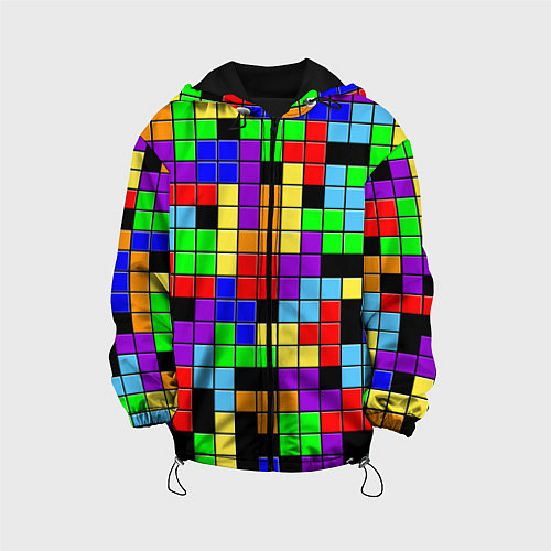 Детская куртка Тетрис цветные блоки / 3D-Черный – фото 1