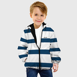 Куртка с капюшоном детская Бело-синий полосатый узор, цвет: 3D-черный — фото 2