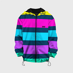 Куртка с капюшоном детская Разноцветные неоновые полосы, цвет: 3D-черный