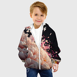 Куртка с капюшоном детская Множество розовых цветов, цвет: 3D-белый — фото 2