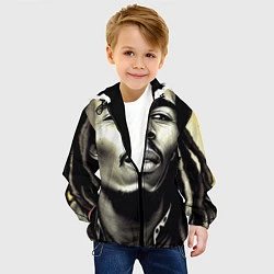 Куртка с капюшоном детская Прекрасный Граффити Портрет Боб Марли, цвет: 3D-черный — фото 2