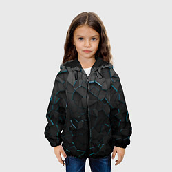 Куртка с капюшоном детская Плиты с синей неоновой подсветкой, цвет: 3D-черный — фото 2