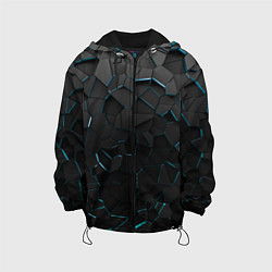 Куртка с капюшоном детская Плиты с синей неоновой подсветкой, цвет: 3D-черный