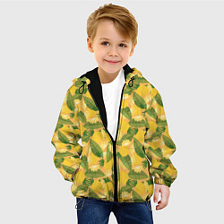Куртка с капюшоном детская Летний паттерн с ананасами, цвет: 3D-черный — фото 2