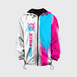 Куртка с капюшоном детская One Piece neon gradient style: по-вертикали, цвет: 3D-черный