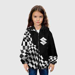 Куртка с капюшоном детская Suzuki racing flag, цвет: 3D-черный — фото 2