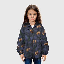 Куртка с капюшоном детская Темно-синие цветы, цвет: 3D-черный — фото 2
