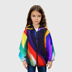 Куртка с капюшоном детская Абстракция красок мазками, цвет: 3D-черный — фото 2