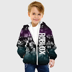 Куртка с капюшоном детская Роблокс персонажи под градиентом, цвет: 3D-белый — фото 2