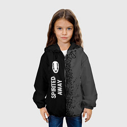 Куртка с капюшоном детская Spirited Away glitch на темном фоне: по-вертикали, цвет: 3D-черный — фото 2