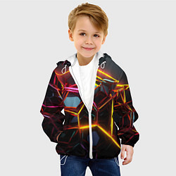 Куртка с капюшоном детская Неоновые трубки абстракция, цвет: 3D-белый — фото 2