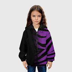 Куртка с капюшоном детская Фиолетовый с черными полосками зебры, цвет: 3D-черный — фото 2