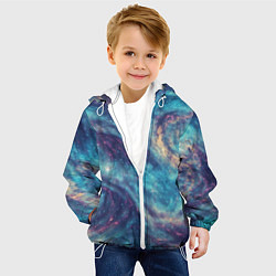 Куртка с капюшоном детская Путеводная звезда в космосе, цвет: 3D-белый — фото 2