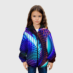 Куртка с капюшоном детская Неоновый водоворот, цвет: 3D-черный — фото 2