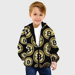Куртка с капюшоном детская Монеты биткоина, цвет: 3D-черный — фото 2