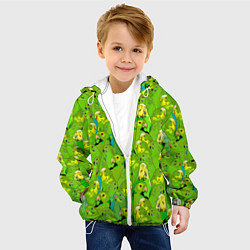 Куртка с капюшоном детская Зеленые волнистые попугайчики, цвет: 3D-белый — фото 2