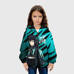 Куртка с капюшоном детская Хаширо Токито - клинок рассекающий демонов, цвет: 3D-черный — фото 2
