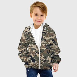 Куртка с капюшоном детская Коричнево - черный камуфляж, цвет: 3D-белый — фото 2