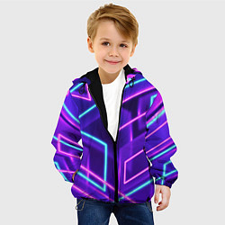 Куртка с капюшоном детская Светящиеся разноцветные полосы, цвет: 3D-черный — фото 2
