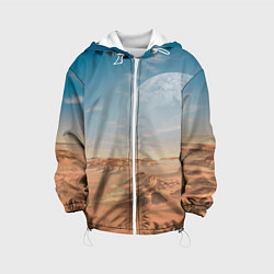 Куртка с капюшоном детская Пустынная планета и спутник, цвет: 3D-белый