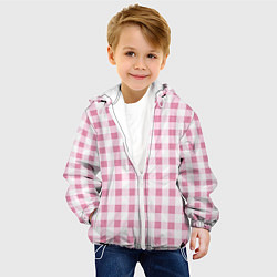 Куртка с капюшоном детская Барби-розовый: клетка, цвет: 3D-белый — фото 2