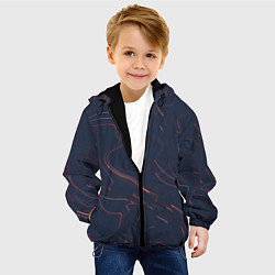 Куртка с капюшоном детская Линии абстракция темно-серый, цвет: 3D-черный — фото 2