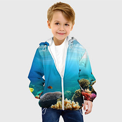 Куртка с капюшоном детская Морское дно, цвет: 3D-белый — фото 2
