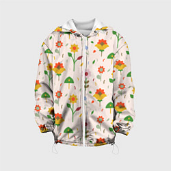 Куртка с капюшоном детская Pretty flowers, цвет: 3D-белый