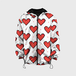 Куртка с капюшоном детская Pixel heart, цвет: 3D-черный